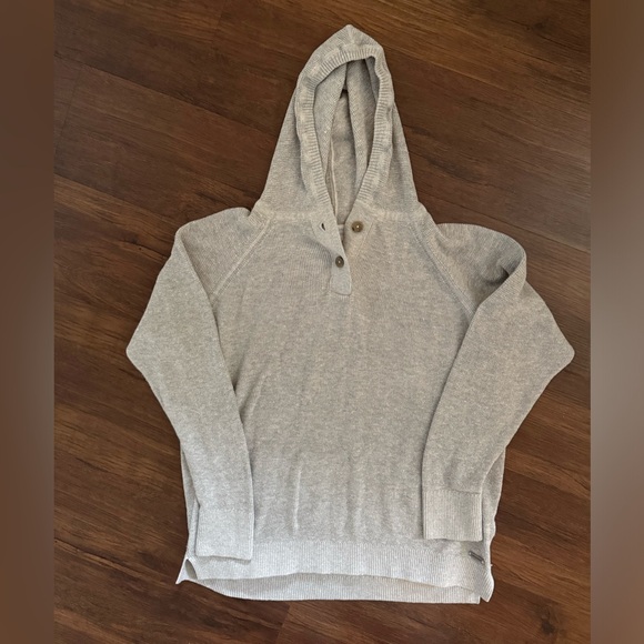 Prana Sweaters - Prana Milani Tunic Sweater Knit Hooded Henley Gray Large